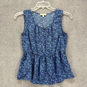 Banana Republic Top Womens XS Blue Sleeveless Peplum Tank Blouse‎